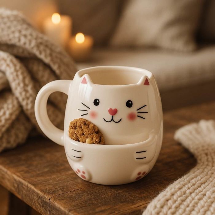 Tazza con gatto e Scomparto per Biscotti