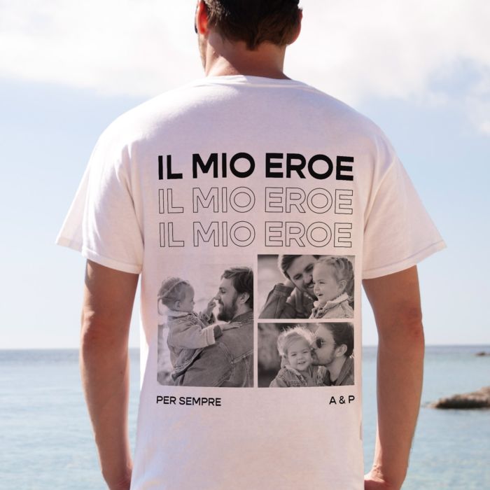Maglietta Personalizzata con Foto e Testo Bianco e Nero