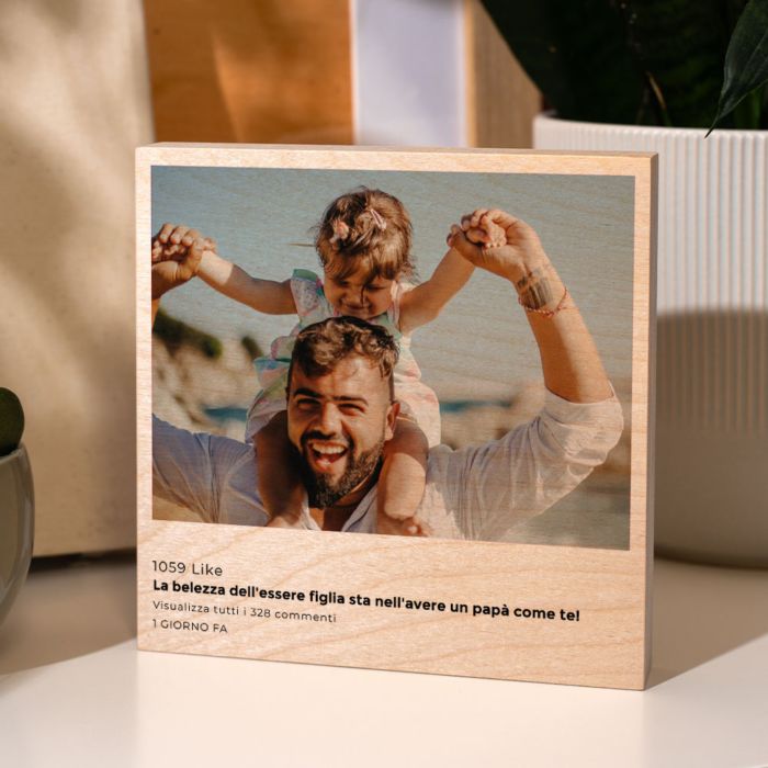 Stampa su Legno Quadrato in Stile Instagram